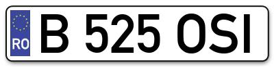 Placuta inmatriculare numar auto  B-525-OSI, B 525 OSI, B525OSI