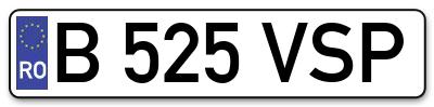 Placuta inmatriculare numar auto  B-525-VSP, B 525 VSP, B525VSP