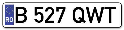 Placuta inmatriculare numar auto  B-527-QWT, B 527 QWT, B527QWT