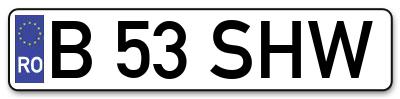 Placuta inmatriculare numar auto  B-53-SHW, B 53 SHW, B53SHW