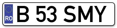 Placuta inmatriculare numar auto  B-53-SMY, B 53 SMY, B53SMY