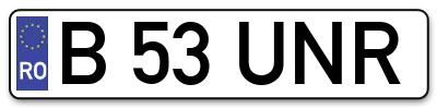 Placuta inmatriculare numar auto  B-53-UNR, B 53 UNR, B53UNR