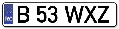 Placuta inmatriculare numar auto  B-53-WXZ, B 53 WXZ, B53WXZ