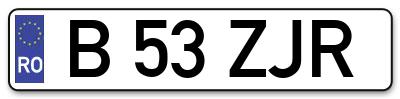 Placuta inmatriculare numar auto  B-53-ZJR, B 53 ZJR, B53ZJR