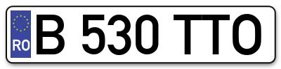 Placuta inmatriculare numar auto  B-530-TTO, B 530 TTO, B530TTO