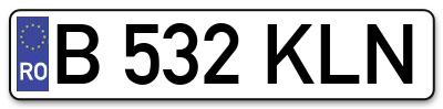 Placuta inmatriculare numar auto  B-532-KLN, B 532 KLN, B532KLN