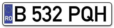 Placuta inmatriculare numar auto  B-532-PQH, B 532 PQH, B532PQH