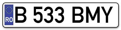 Placuta inmatriculare numar auto  B-533-BMY, B 533 BMY, B533BMY