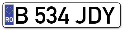 Placuta inmatriculare numar auto  B-534-JDY, B 534 JDY, B534JDY