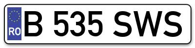 Placuta inmatriculare numar auto  B-535-SWS, B 535 SWS, B535SWS