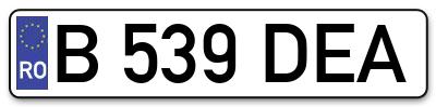 Placuta inmatriculare numar auto  B-539-DEA, B 539 DEA, B539DEA