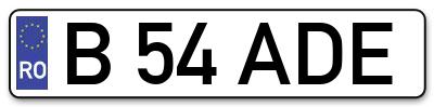 Placuta inmatriculare numar auto  B-54-ADE, B 54 ADE, B54ADE