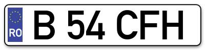 Placuta inmatriculare numar auto  B-54-CFH, B 54 CFH, B54CFH