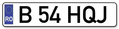 Placuta inmatriculare numar auto  B-54-HQJ, B 54 HQJ, B54HQJ