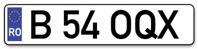 Placuta inmatriculare numar auto  B-54-OQX, B 54 OQX, B54OQX