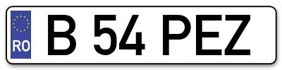 Placuta inmatriculare numar auto  B-54-PEZ, B 54 PEZ, B54PEZ