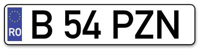 Placuta inmatriculare numar auto  B-54-PZN, B 54 PZN, B54PZN