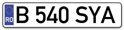 Placuta inmatriculare numar auto  B-540-SYA, B 540 SYA, B540SYA