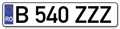 Placuta inmatriculare numar auto  B-540-ZZZ, B 540 ZZZ, B540ZZZ
