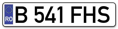 Placuta inmatriculare numar auto  B-541-FHS, B 541 FHS, B541FHS