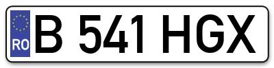 Placuta inmatriculare numar auto  B-541-HGX, B 541 HGX, B541HGX