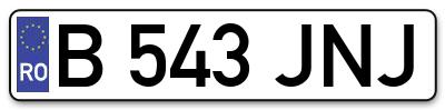 Placuta inmatriculare numar auto  B-543-JNJ, B 543 JNJ, B543JNJ