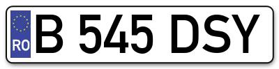 Placuta inmatriculare numar auto  B-545-DSY, B 545 DSY, B545DSY
