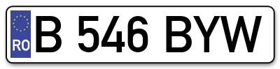 Placuta inmatriculare numar auto  B-546-BYW, B 546 BYW, B546BYW
