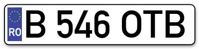 Placuta inmatriculare numar auto  B-546-OTB, B 546 OTB, B546OTB