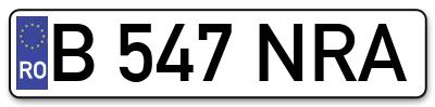 Placuta inmatriculare numar auto  B-547-NRA, B 547 NRA, B547NRA