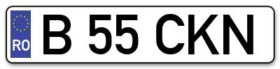 Placuta inmatriculare numar auto  B-55-CKN, B 55 CKN, B55CKN