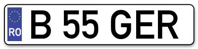 Placuta inmatriculare numar auto  B-55-GER, B 55 GER, B55GER
