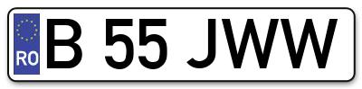 Placuta inmatriculare numar auto  B-55-JWW, B 55 JWW, B55JWW