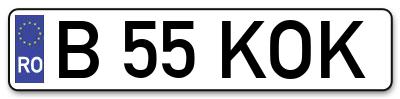 Placuta inmatriculare numar auto  B-55-KOK, B 55 KOK, B55KOK