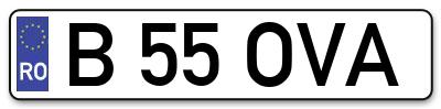 Placuta inmatriculare numar auto  B-55-OVA, B 55 OVA, B55OVA