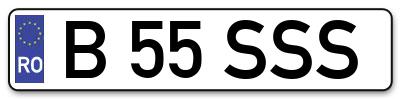 Placuta inmatriculare numar auto  B-55-SSS, B 55 SSS, B55SSS
