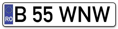 Placuta inmatriculare numar auto  B-55-WNW, B 55 WNW, B55WNW