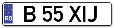 Placuta inmatriculare numar auto  B-55-XIJ, B 55 XIJ, B55XIJ