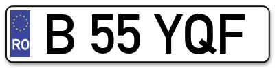 Placuta inmatriculare numar auto  B-55-YQF, B 55 YQF, B55YQF