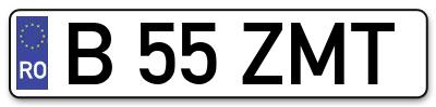 Placuta inmatriculare numar auto  B-55-ZMT, B 55 ZMT, B55ZMT