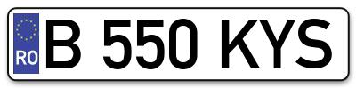 Placuta inmatriculare numar auto  B-550-KYS, B 550 KYS, B550KYS