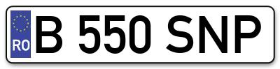 Placuta inmatriculare numar auto  B-550-SNP, B 550 SNP, B550SNP