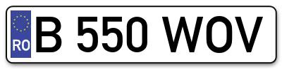 Placuta inmatriculare numar auto  B-550-WOV, B 550 WOV, B550WOV