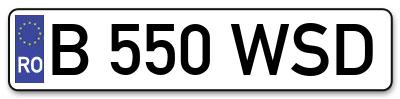 Placuta inmatriculare numar auto  B-550-WSD, B 550 WSD, B550WSD