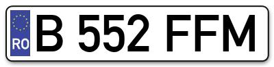 Placuta inmatriculare numar auto  B-552-FFM, B 552 FFM, B552FFM