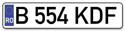 Placuta inmatriculare numar auto  B-554-KDF, B 554 KDF, B554KDF