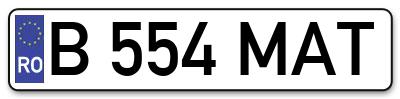 Placuta inmatriculare numar auto  B-554-MAT, B 554 MAT, B554MAT