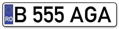 Placuta inmatriculare numar auto  B-555-AGA, B 555 AGA, B555AGA