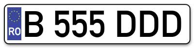 Placuta inmatriculare numar auto  B-555-DDD, B 555 DDD, B555DDD