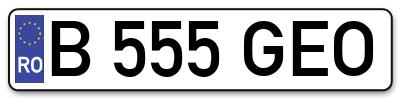 Placuta inmatriculare numar auto  B-555-GEO, B 555 GEO, B555GEO